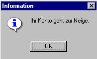Warnhinweis  Nachlösen ist möglich